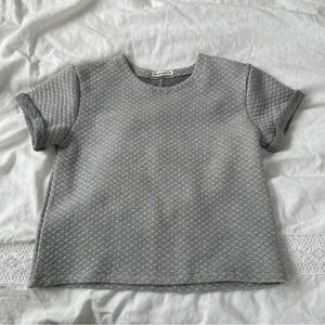 Marine Layer MEDIUM Light Gray Quilted Short Sleeve Pullover Sweatshirt